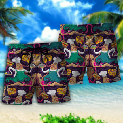 Chef Food Pizza Funny - Beach Short - Owl Ohh - Owl Ohh