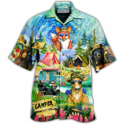 Camping Happy Animals - Hawaiian Shirt - Owl Ohh - Owl Ohh