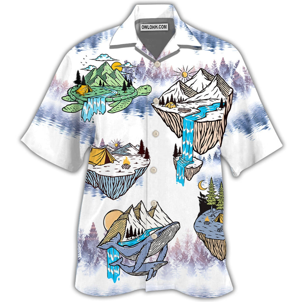 Camping Turtle And Shark - Hawaiian Shirt - Owl Ohh - Owl Ohh
