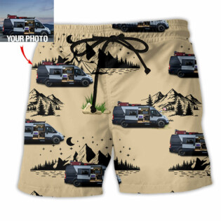 Camping Van Outdoor Life Custom Photo - Beach Short - Owl Ohh - Owl Ohh