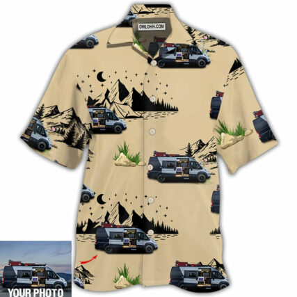 Camping Van Outdoor Life Moon Night Custom Photo - Hawaiian Shirt - Owl Ohh - Owl Ohh