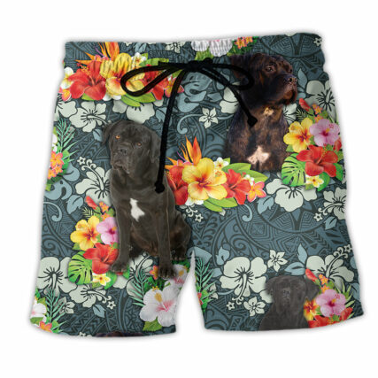 Cane Corso Dog Lover Tropical Floral - Beach Short - Owl Ohh - Owl Ohh