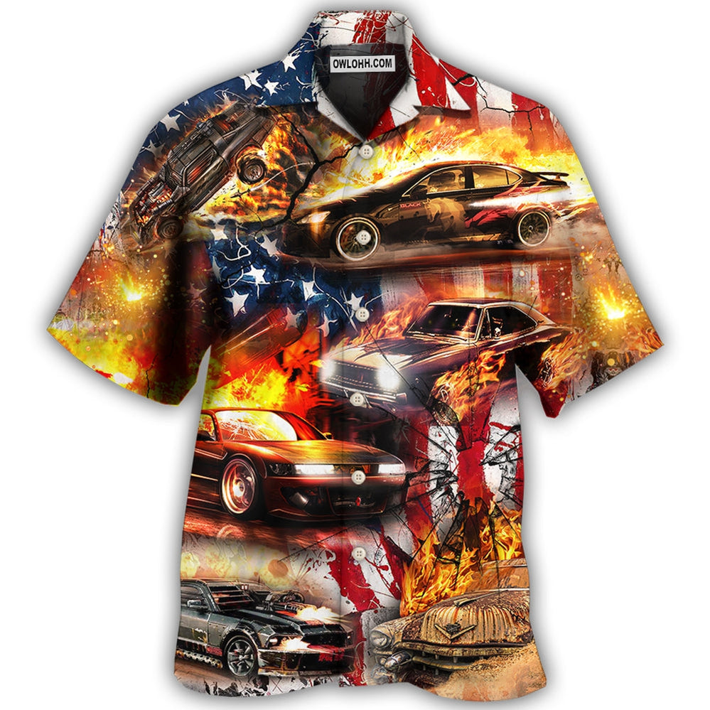 Car Independence Day Fire - Hawaiian Shirt - Owl Ohh - Owl Ohh