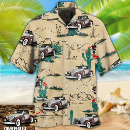Car On The Desert With Cactus Basic Style Custom Photo - Hawaiian Shirt - Owl Ohh - Owl Ohh