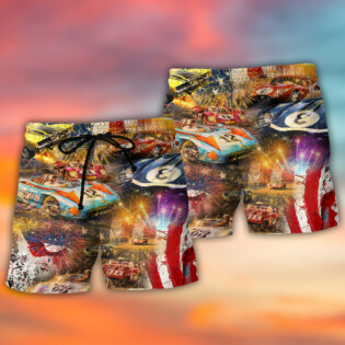 Car Racing Independence Day - Beach Short - Owl Ohh - Owl Ohh