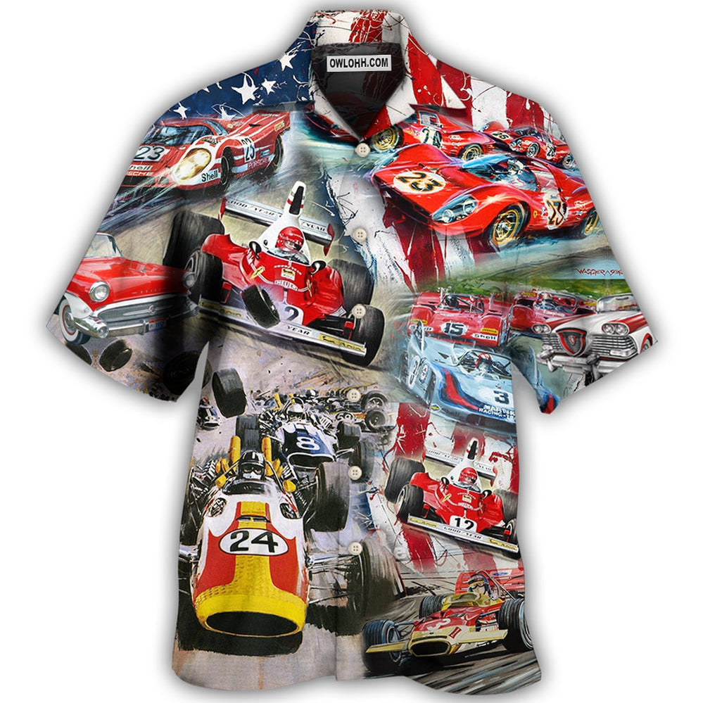 Car Racing Independence Day America - Hawaiian Shirt - Owl Ohh - Owl Ohh