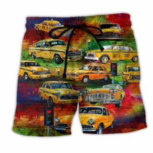 Car Yellow Vintage Night - Beach Short - Owl Ohh - Owl Ohh