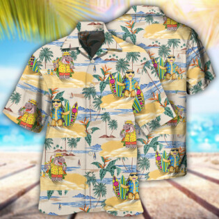 Cartoon Hippo And Turtle Tropical Style - Hawaiian shirt - Owl Ohh - Owl Ohh