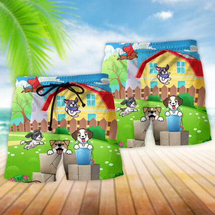 Cartoon Funny Dog - Beach Short - Owl Ohh - Owl Ohh