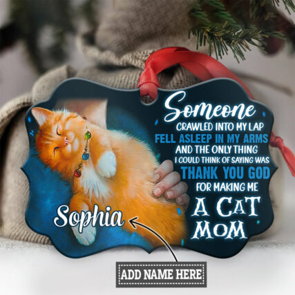 Cat Mom Thank You God For Making Me A Cat Mom Personalized - Horizontal Ornament - Owl Ohh - Owl Ohh