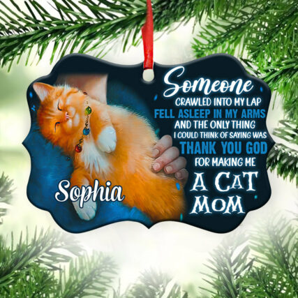Cat Mom Thank You God For Making Me A Cat Mom Personalized - Horizontal Ornament - Owl Ohh - Owl Ohh