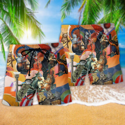 Cat Amazing Band Lover - Beach Short - Owl Ohh - Owl Ohh