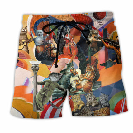 Cat Amazing Band Lover - Beach Short - Owl Ohh - Owl Ohh