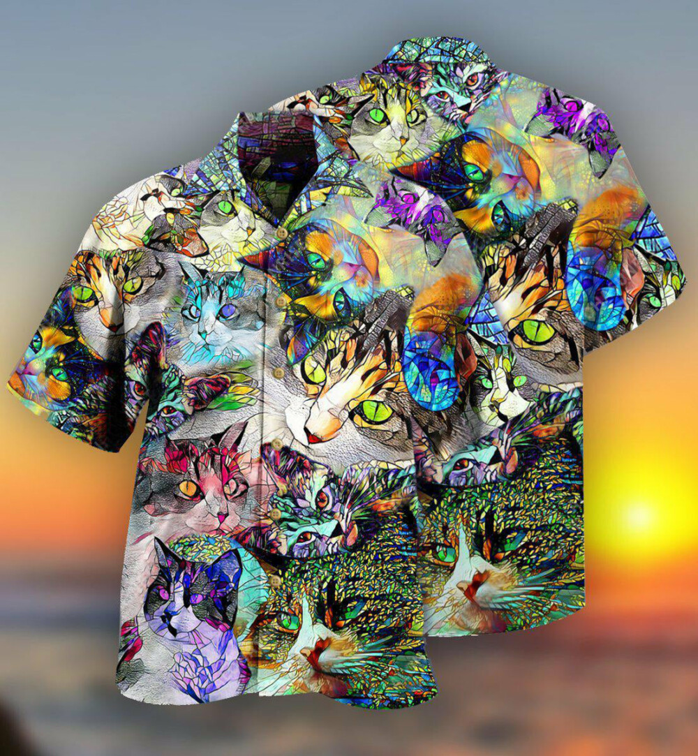 Cat Amazing Stained Glass - Hawaiian Shirt - Owl Ohh - Owl Ohh