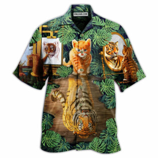 Cat And Tiger Leaf - Hawaiian Shirt - Owl Ohh - Owl Ohh