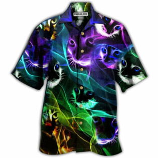 Cat Awesome Flash Neon Style - Hawaiian Shirt - Owl Ohh - Owl Ohh