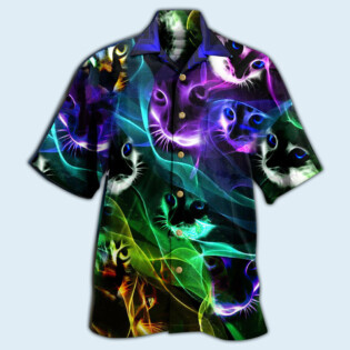 Cat Awesome Flash Neon Style - Hawaiian Shirt - Owl Ohh - Owl Ohh