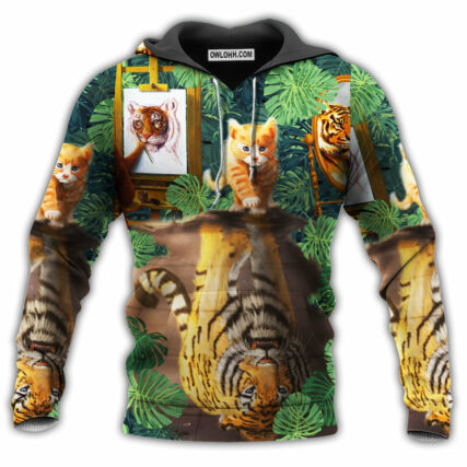 Cat Baby And Tiger Strong - Hoodie - Owl Ohh - Owl Ohh