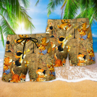 Cat Baby Love Music Funny - Beach Short - Owl Ohh - Owl Ohh