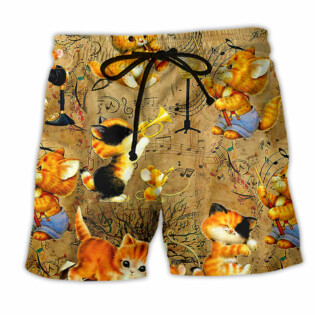 Cat Baby Love Music Funny - Beach Short - Owl Ohh - Owl Ohh