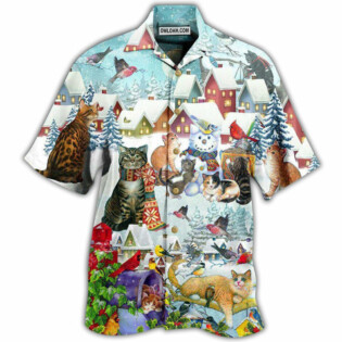 Cat Bird Winter Beautiful - Hawaiian Shirt - Owl Ohh - Owl Ohh