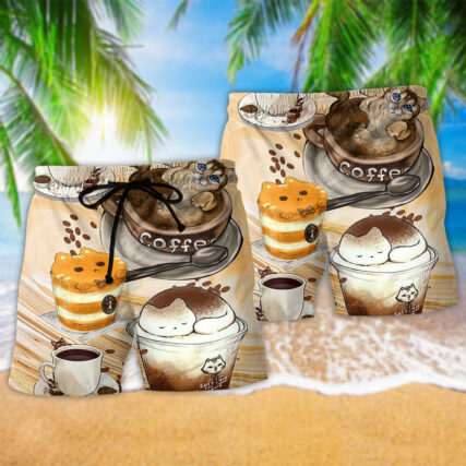 Cat Do You Wanna Drink Me Coffee Lovers - Beach Short - Owl Ohh - Owl Ohh