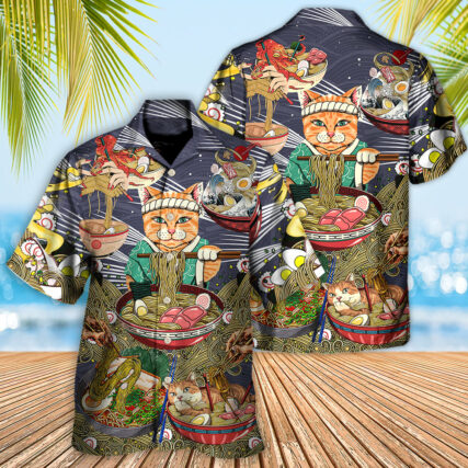 Cat Eating Ramen Lovely - Hawaiian Shirt - Owl Ohh - Owl Ohh