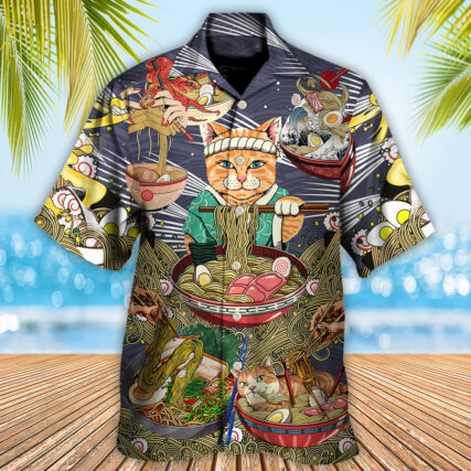 Cat Eating Ramen Lovely - Hawaiian Shirt - Owl Ohh - Owl Ohh