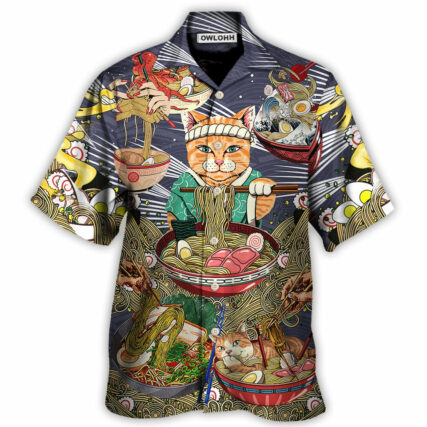 Cat Eating Ramen Lovely - Hawaiian Shirt - Owl Ohh - Owl Ohh