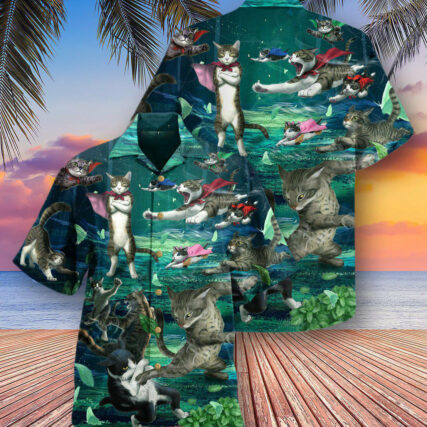 Cat Epic Fight - Hawaiian Shirt - Owl Ohh - Owl Ohh
