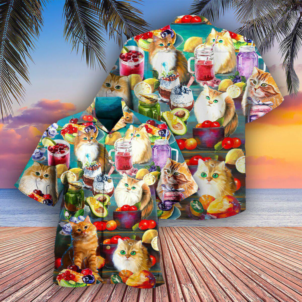 Cat Fresh Your Day With Smoothies - Hawaiian Shirt - Owl Ohh - Owl Ohh