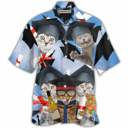 Cat Graduation Cute Cat - Hawaiian Shirt - Owl Ohh - Owl Ohh
