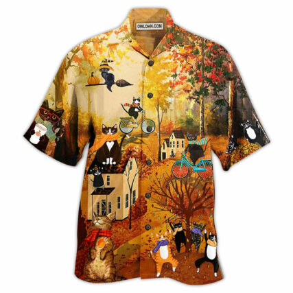 Cat Happy Fall Y'All Cat - Hawaiian Shirt - Owl Ohh - Owl Ohh