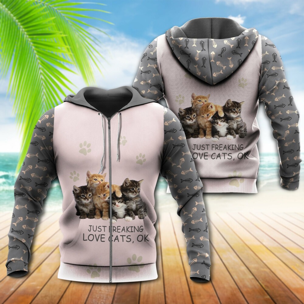 Cat I Just Freaking Loves Cat Ok So Cute - Hoodie - Owl Ohh - Owl Ohh