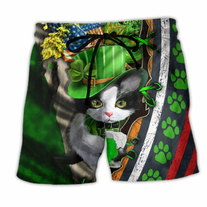 Cat It's Not A Party Until An Irish Cat Show Up - Beach Short - Owl Ohh - Owl Ohh