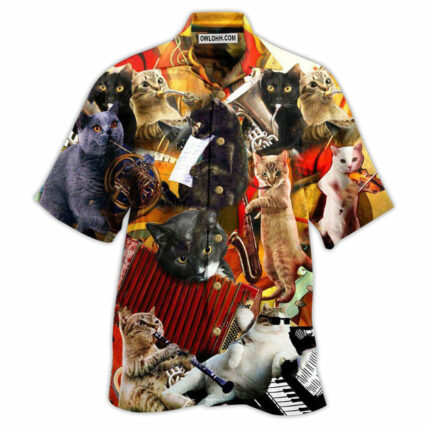 Cat Keep Your Vibes Cats Love Music - Hawaiian Shirt - Owl Ohh - Owl Ohh