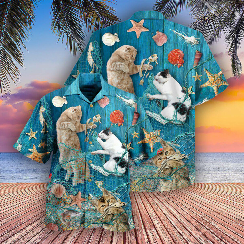 Cat Lazy On Beach - Hawaiian Shirt - Owl Ohh - Owl Ohh