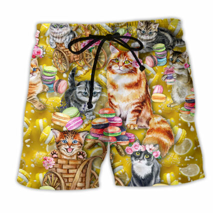 Cat Life Is Better With Cats And Maracon Color - Beach Short - Owl Ohh - Owl Ohh