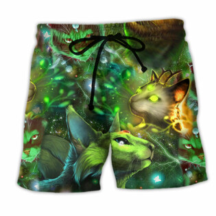 Cat Love Night And Star Stunning - Beach Short - Owl Ohh - Owl Ohh