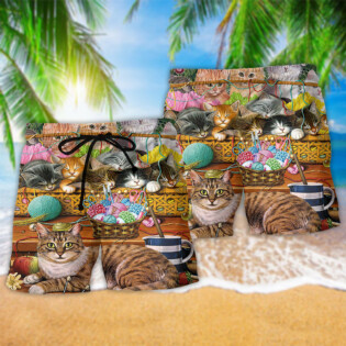 Cat Love Wool Roll Lovely Kitten - Beach Short - Owl Ohh - Owl Ohh