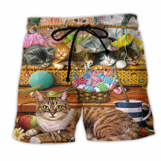 Cat Love Wool Roll Lovely Kitten - Beach Short - Owl Ohh - Owl Ohh