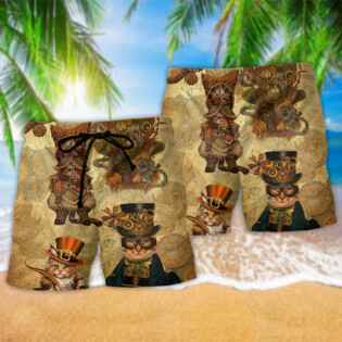 Cat Machine Vintage Style - Beach Short - Owl Ohh - Owl Ohh