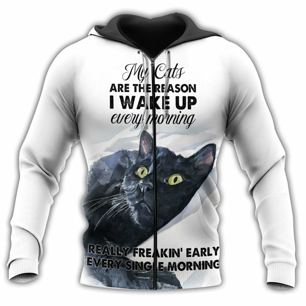 Cat Makes Me Wake Up I Love My Cats - Hoodie - Owl Ohh - Owl Ohh