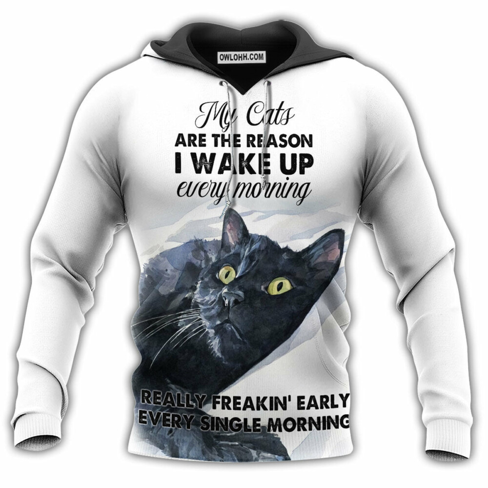 Cat Makes Me Wake Up I Love My Cats - Hoodie - Owl Ohh - Owl Ohh
