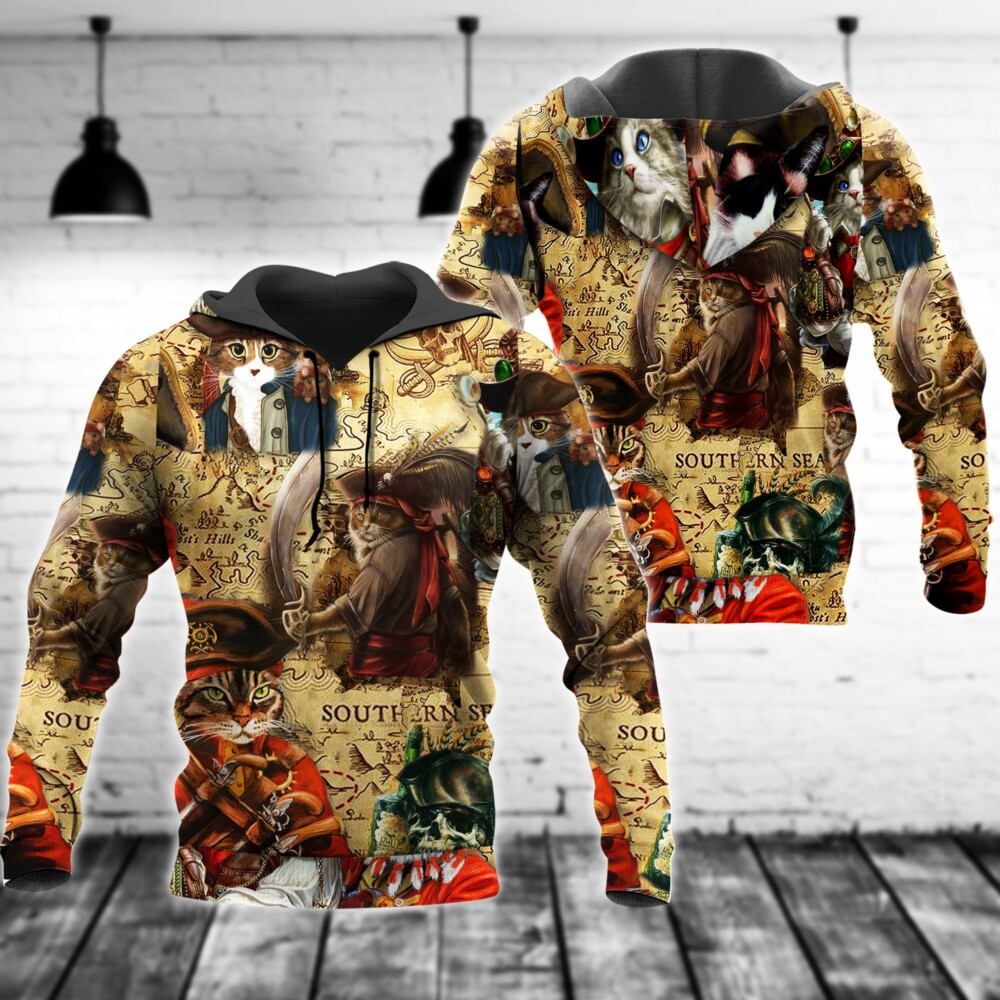 Cat Pirates Cool With Traditional Style - Hoodie - Owl Ohh - Owl Ohh