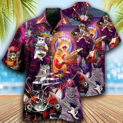 Cat Rocker Funny Style - Hawaiian Shirt - Owl Ohh - Owl Ohh