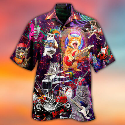 Cat Rocker Funny Style - Hawaiian Shirt - Owl Ohh - Owl Ohh