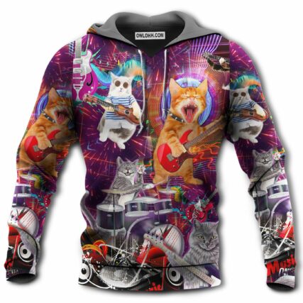 Cat Rocker Love Music - Hoodie - Owl Ohh - Owl Ohh