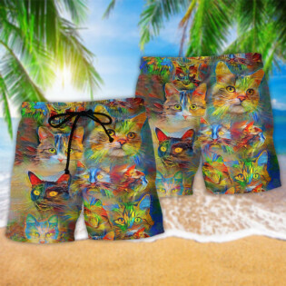 Cat So Colorful Lover - Beach Short - Owl Ohh - Owl Ohh