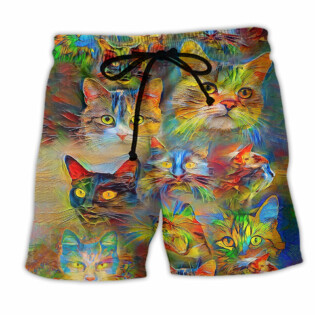 Cat So Colorful Lover - Beach Short - Owl Ohh - Owl Ohh